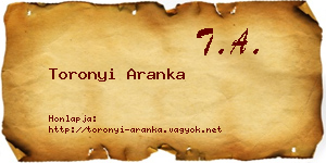 Toronyi Aranka névjegykártya