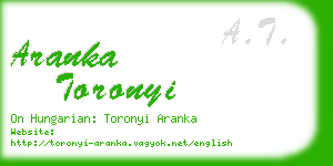 aranka toronyi business card